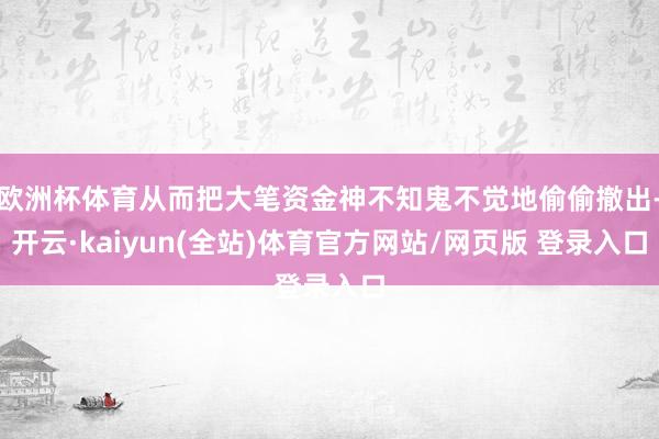 欧洲杯体育从而把大笔资金神不知鬼不觉地偷偷撤出-开云·kaiyun(全站)体育官方网站/网页版 登录入口